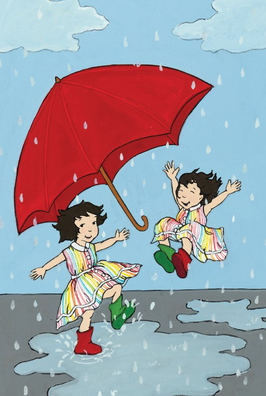 Grace Lin Postcard - Ling & Ting Umbrella