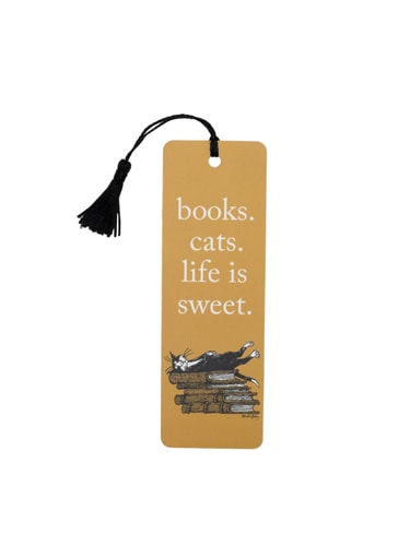 Bookmark-Books Cats Life is Sweet Tassel